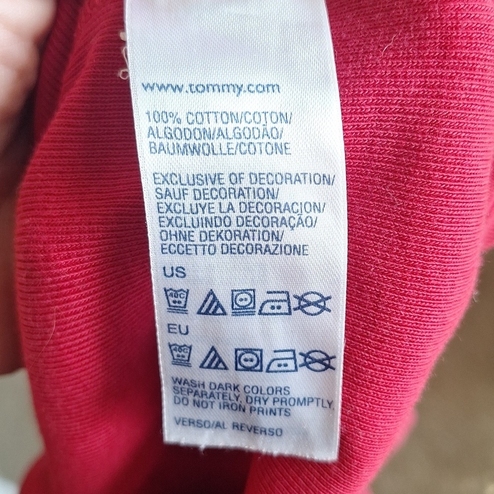 3/$20 Tommy Hilfiger 100% Cotton Deep Red V-Neck Long Sleeve Tee Size Small - Picture 6 of 7